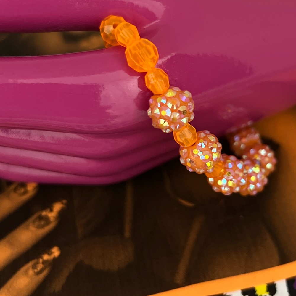 Look Beautiful Elegant Orange Beaded sparkling Bracelet